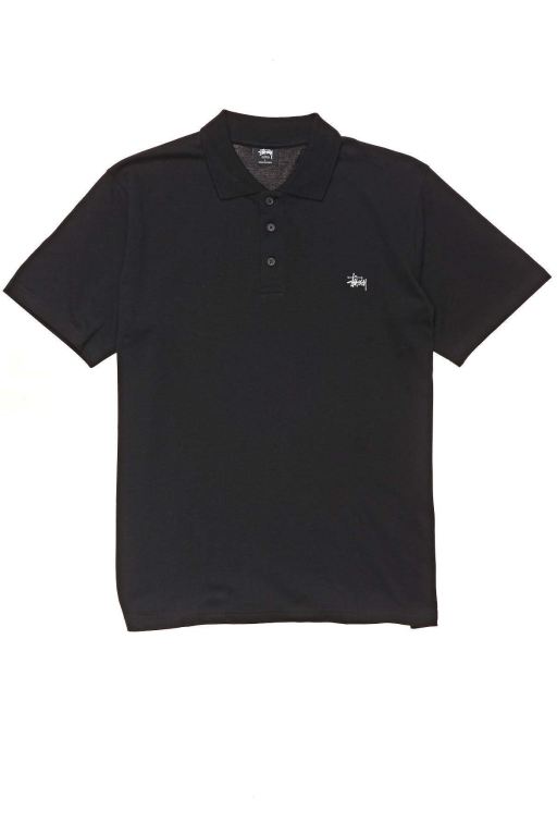 Stussy Mens Authentic SS Polo Shirts Black - XDQMT7215